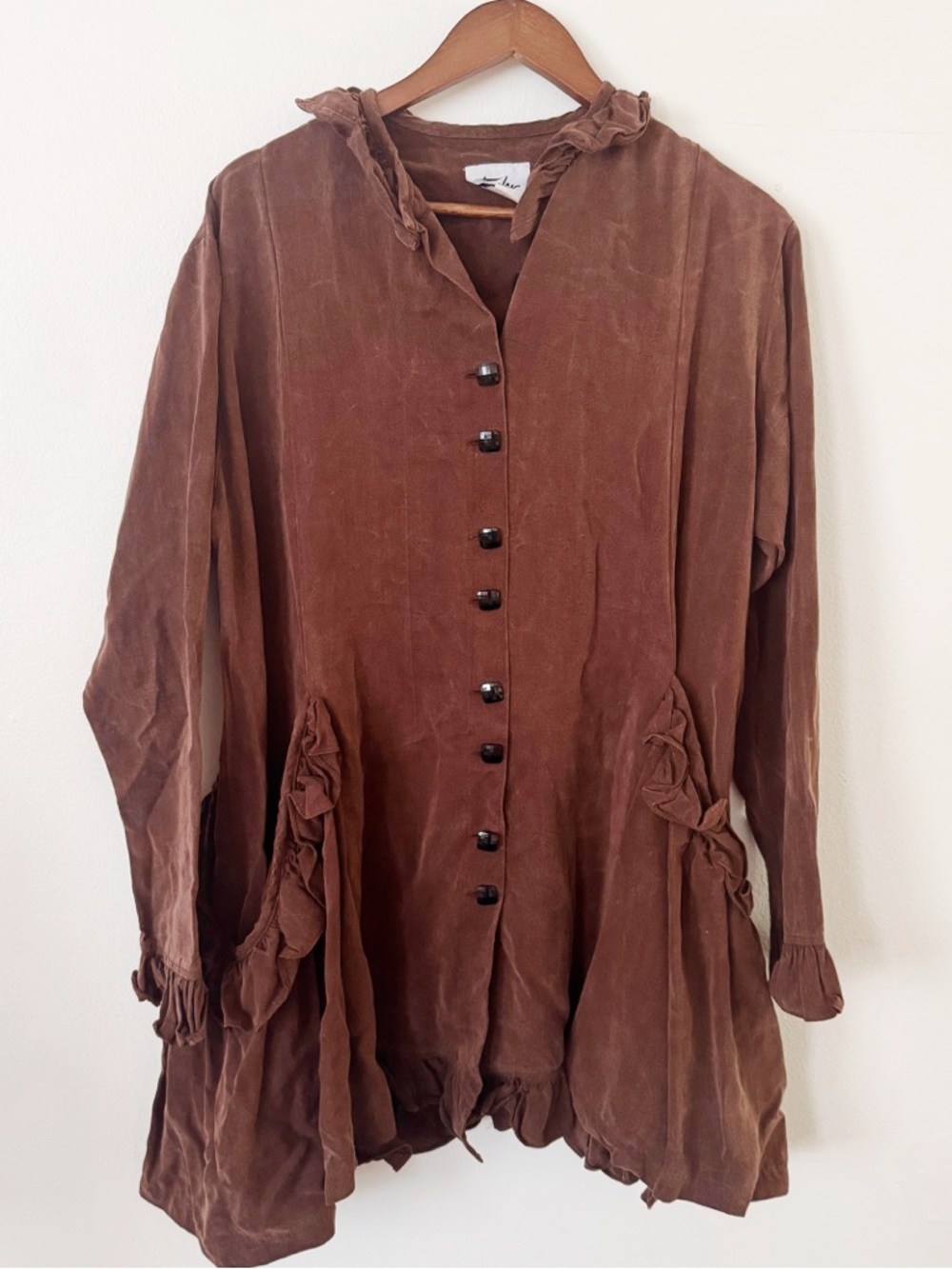 Taylor G Ruffled Button-Front vintage dress medium